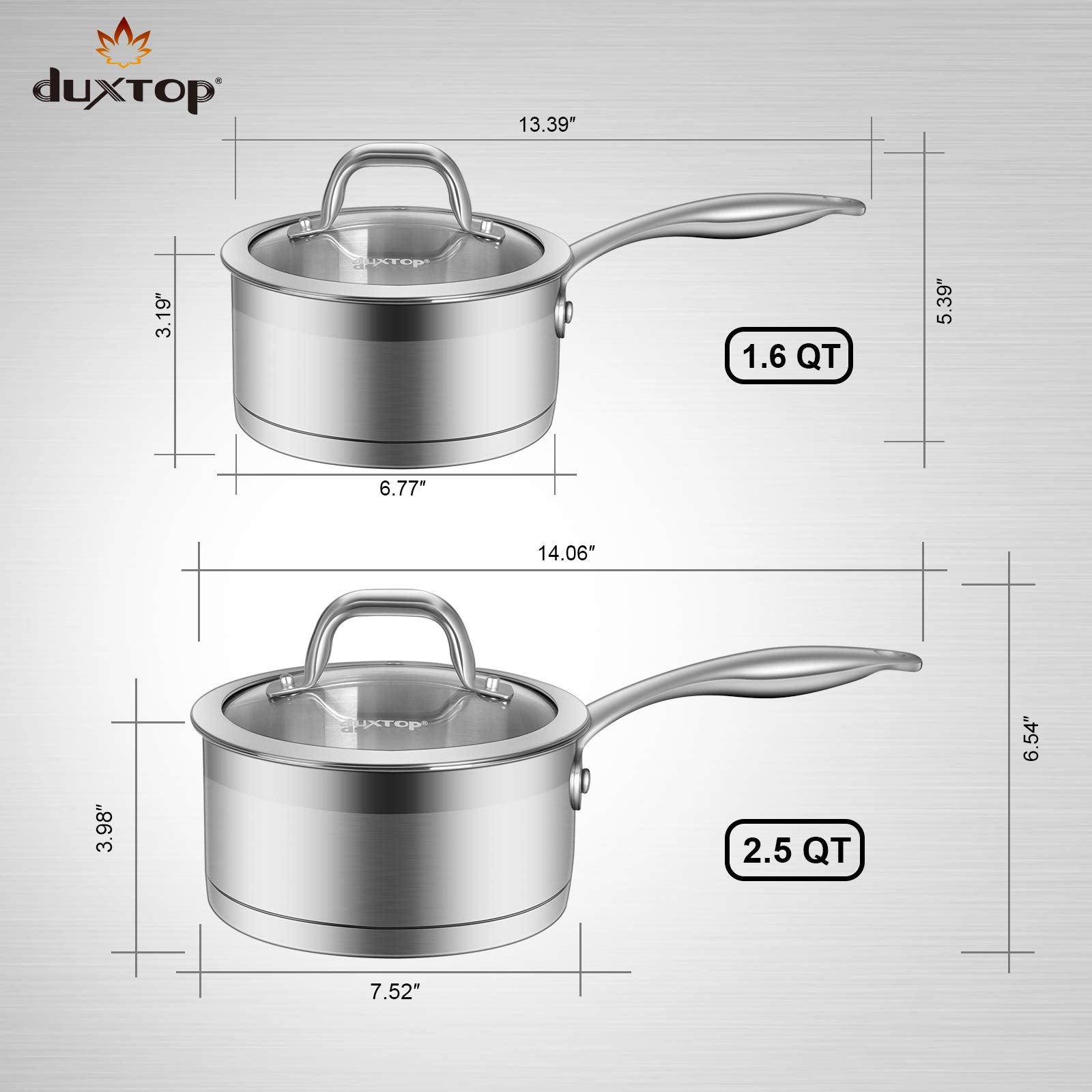Duxtop sauce pan induction-compatible base ensures fast heating.