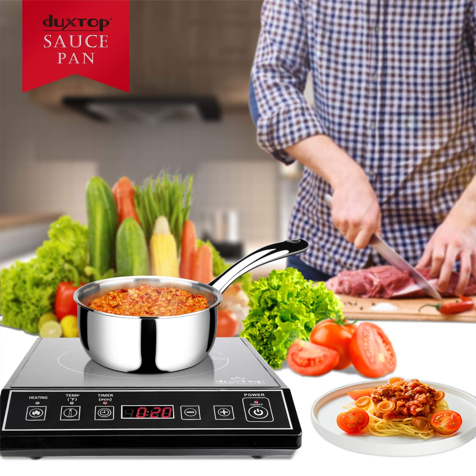 Duxtop dishwasher-safe pan for quick cleanup after cooking