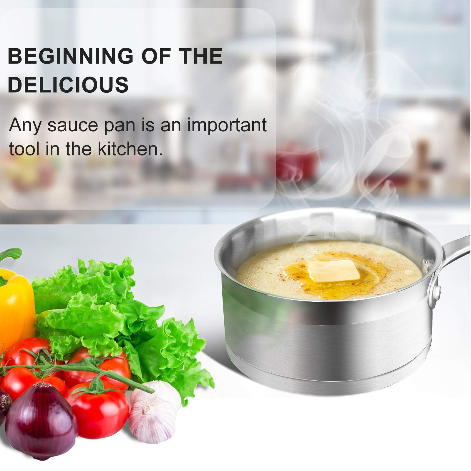 Duxtop stainless steel handle stays cool for safe cooking.