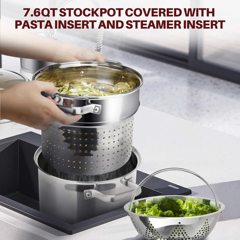 Duxtop stainless-steel riveted handles provide secure grip during cooking.