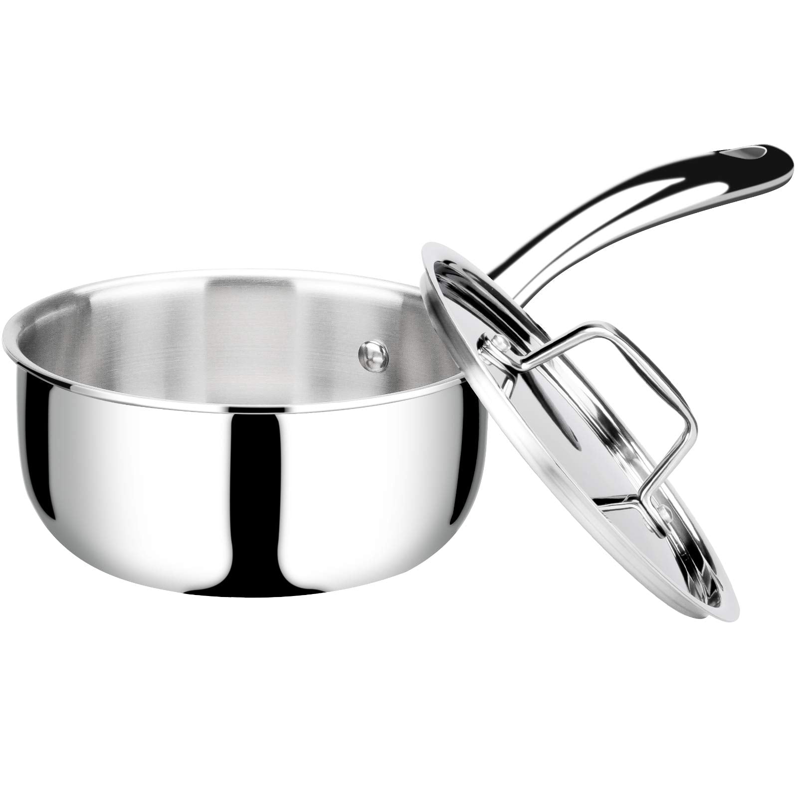 Duxtop saucepan with lid on showing steady simmer and heat control