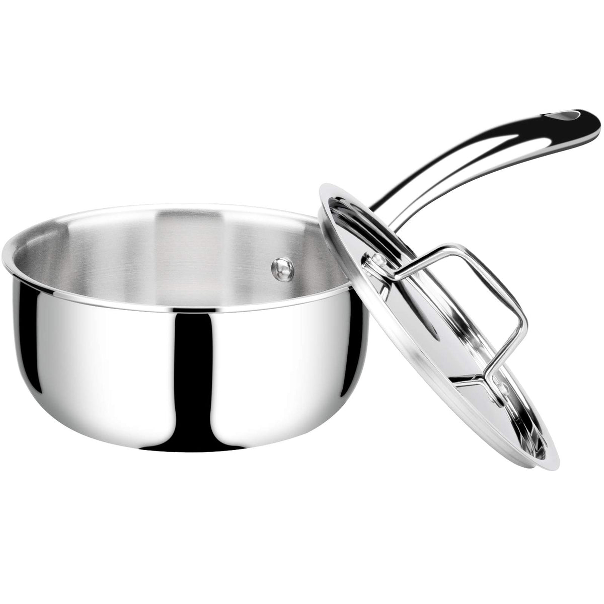 Duxtop saucepan with lid on showing steady simmer and heat control