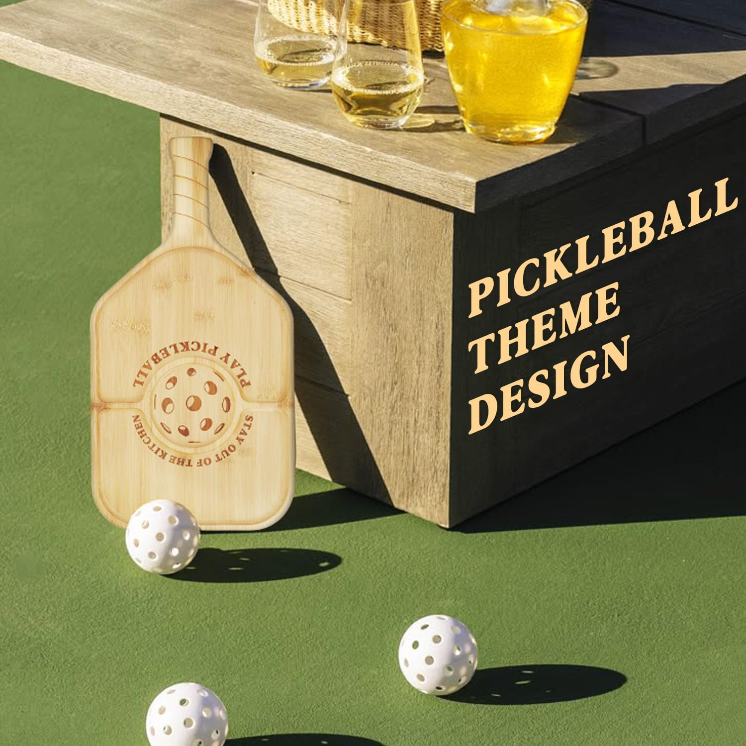 DWATAN bamboo serving board with paddle shape, ideal for game night entertaining.