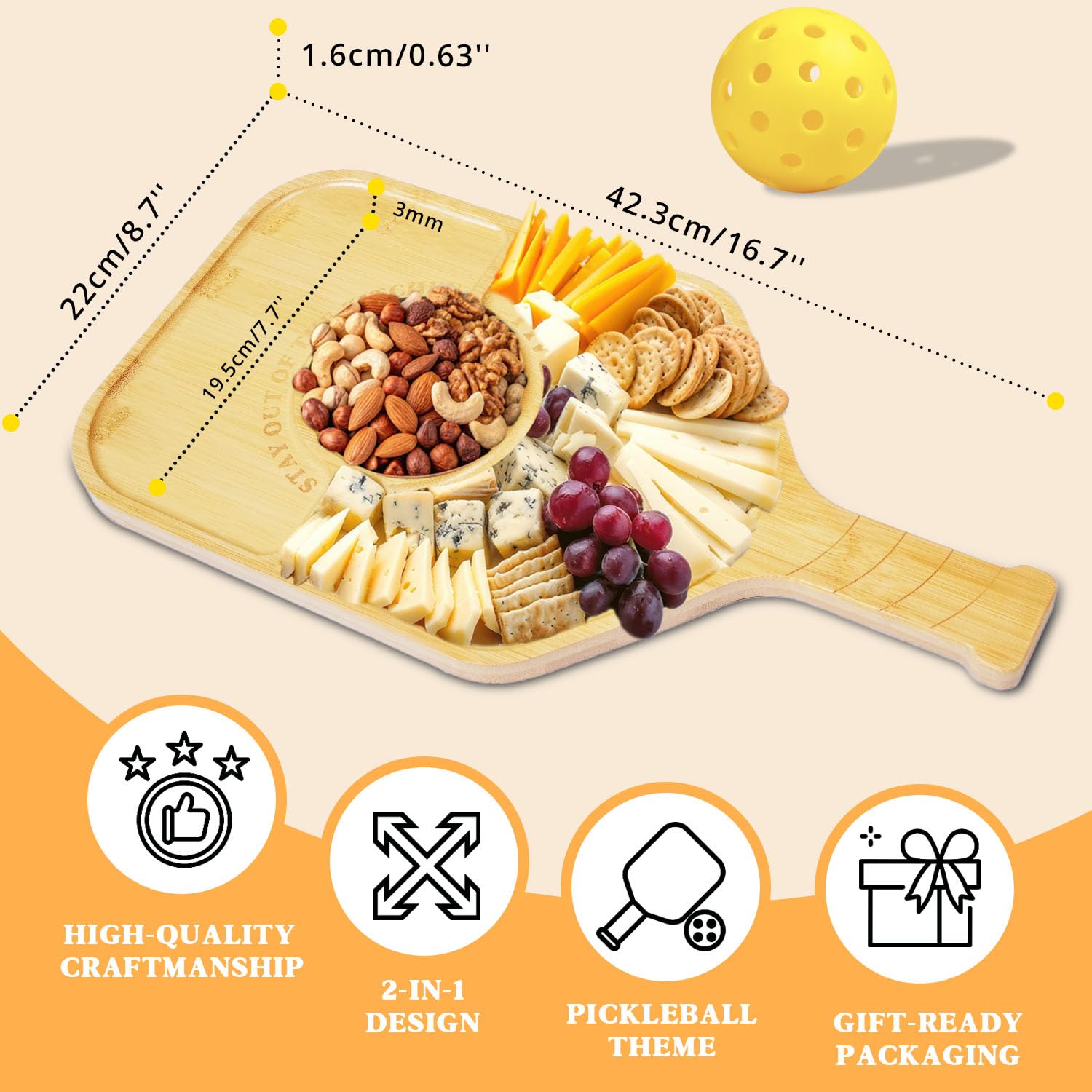 DWATAN paddle-shaped tray showcases natural wood grain for stylish serving.