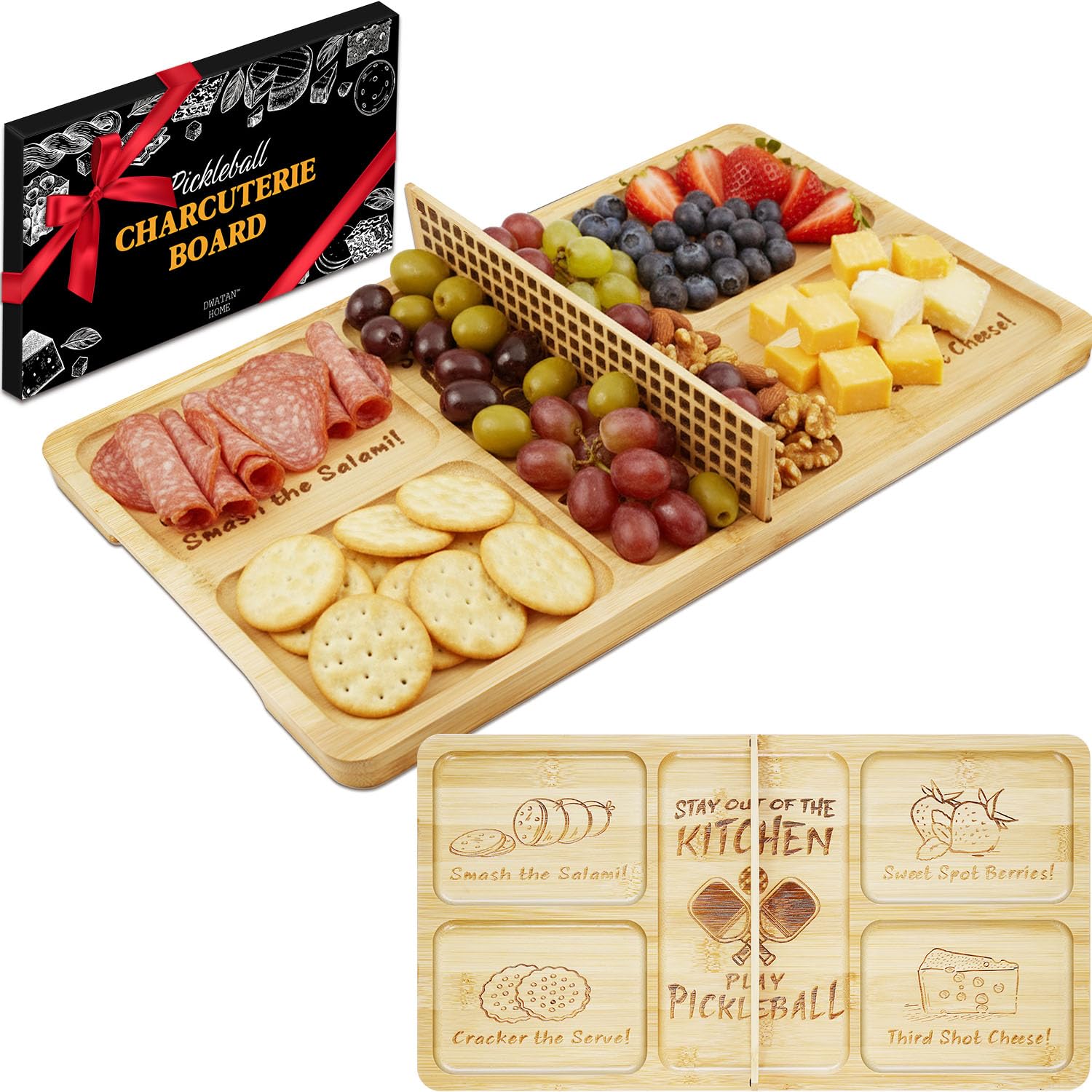 DWATAN pickleball court charcuterie board with net for stylish party grazing