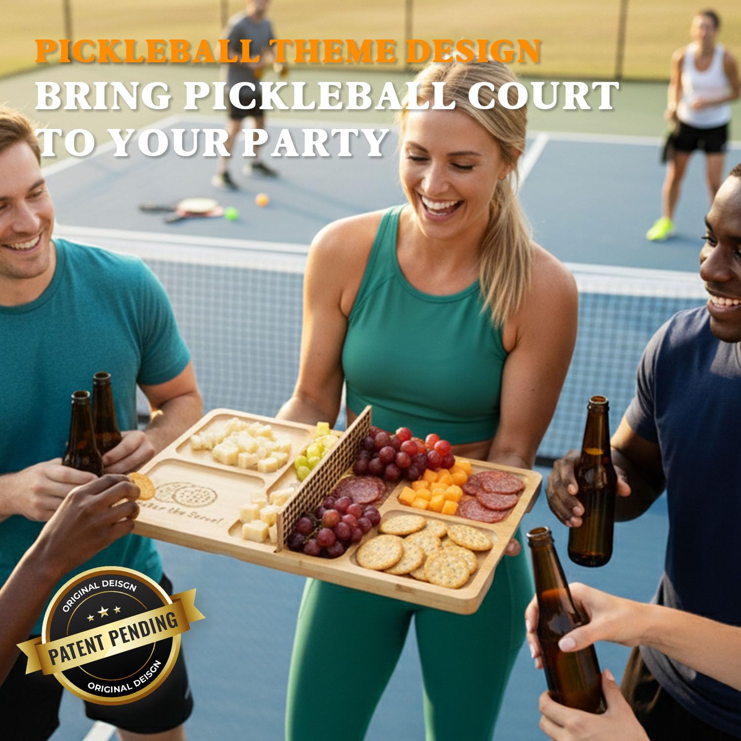 DWATAN pickleball board with removable wooden net for versatile display