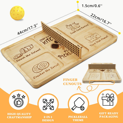 DWATAN pickleball board with six engraved snack zones for organized serving