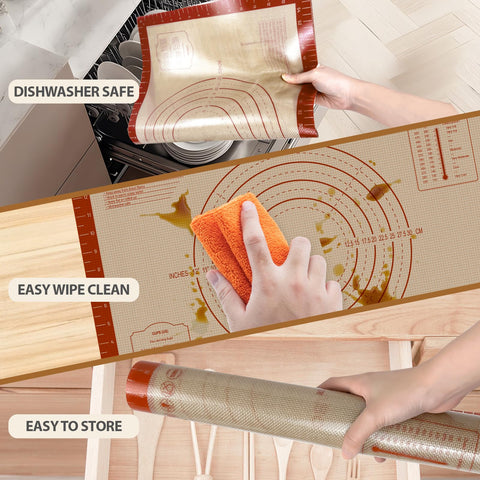 Dwavele Pastry Mat is dishwasher-safe for easy cleanup after baking.