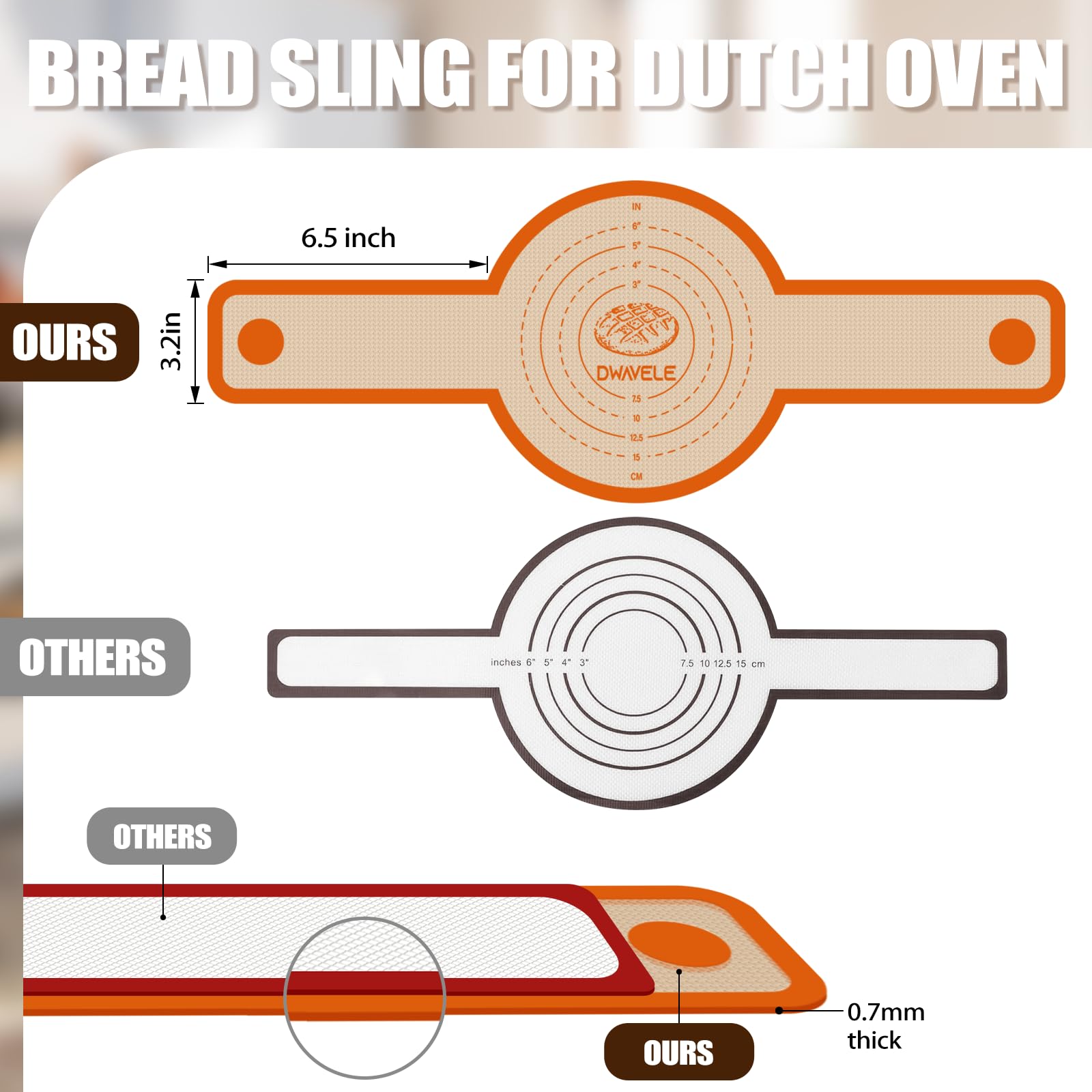 Dwavele bread sling set ready to transfer sourdough from Dutch oven.