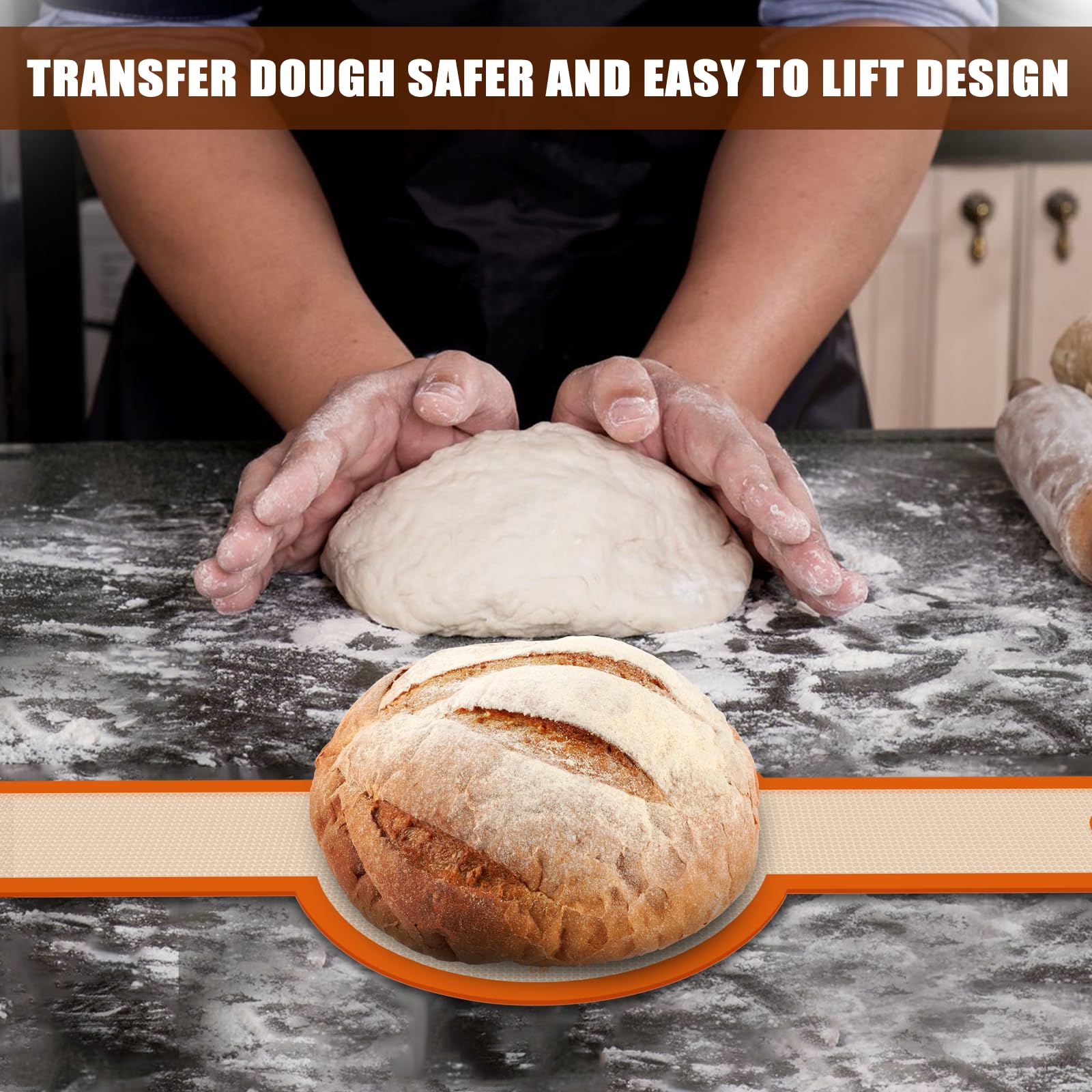 Dwavele silicone bread sling used for multiple baking tasks.