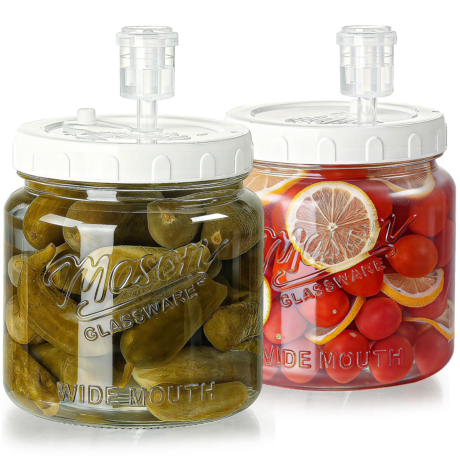 Dwbligt two-pack fermentation jars with airlocks for reliable gas release during fermentation