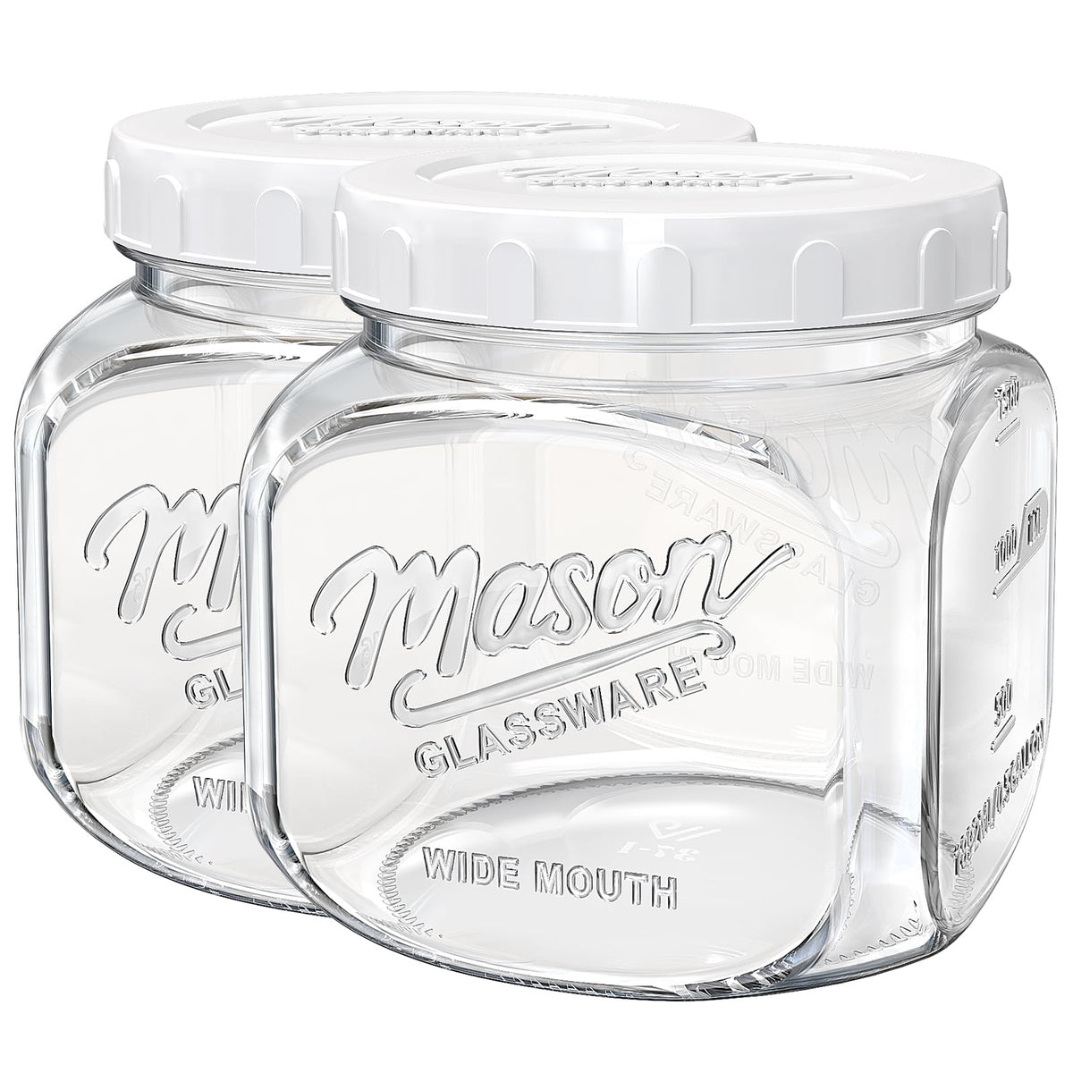 Dwbligt 2-pack half gallon square glass jars with airtight lids for fresh pantry storage