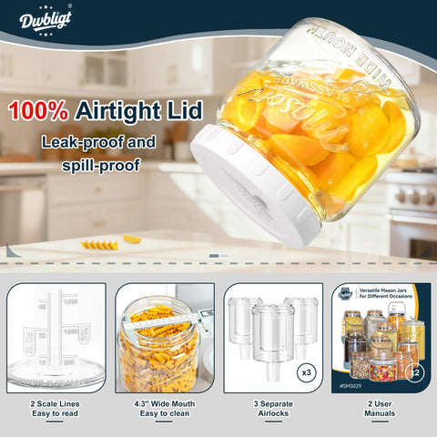 Dwbligt 64 oz jar with measurement markings for precise fermentation progress
