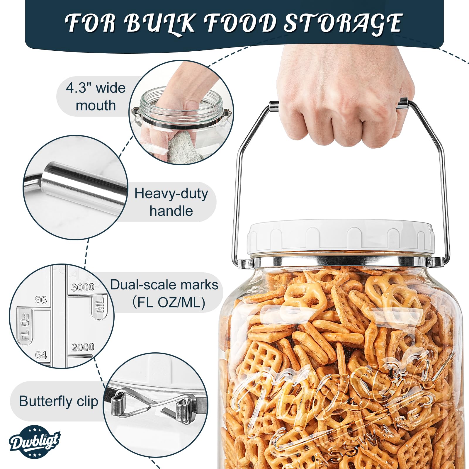 Dwbligt 1.5 gallon jars suitable for mead, beer, cider, and kombucha projects.