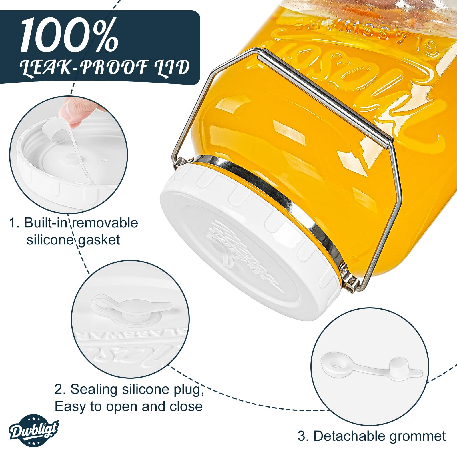 Dwbligt food-grade, BPA-free jar suitable for ferments and storage.