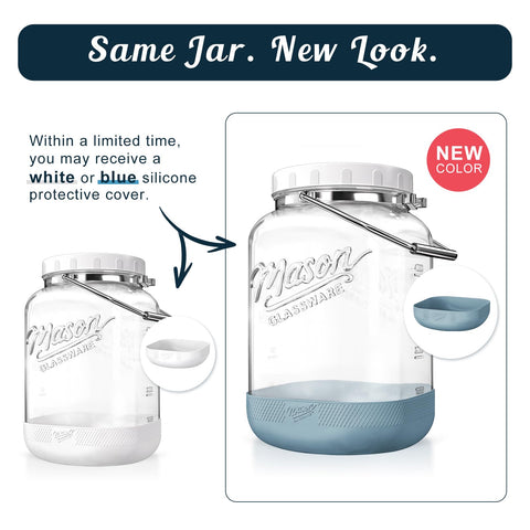 Dwbligt glass jar with scale marks and wide mouth eases bulk filling.