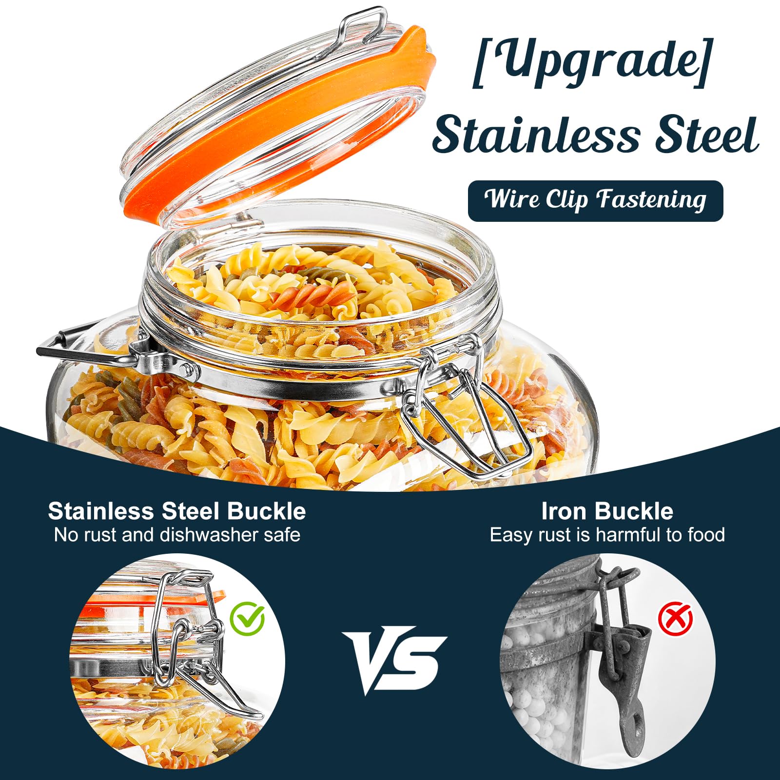 Dwbligt heavy duty handle enables safer transport of a full jar.