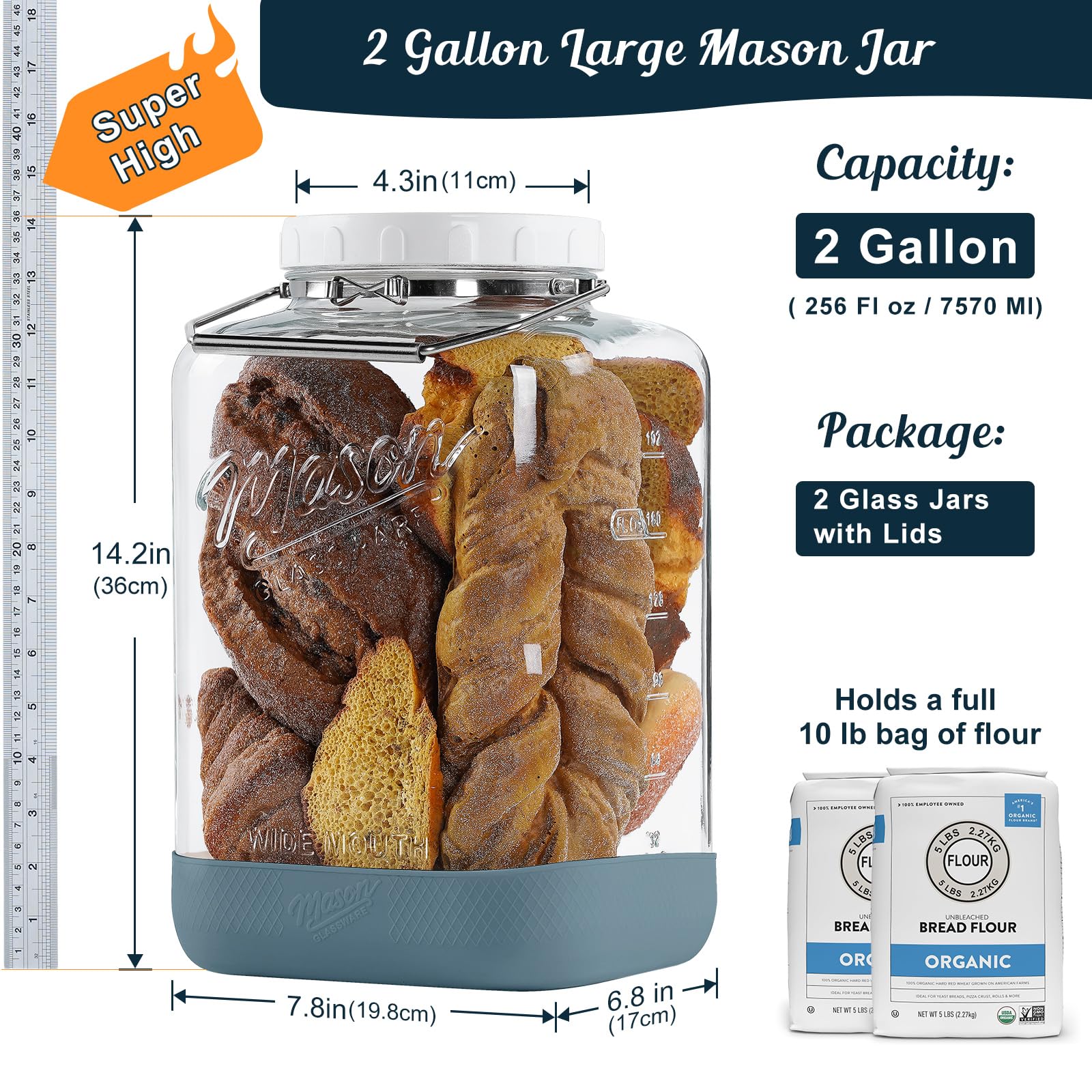 Dwbligt jar showing stainless steel handle for easy transport.