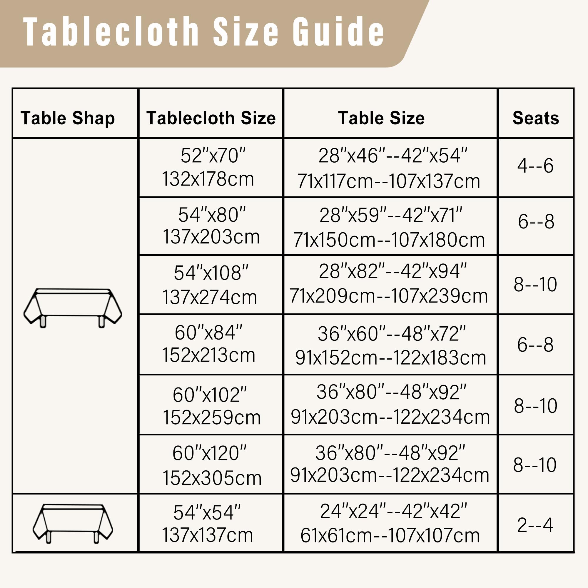 DWCN easy-care beige tablecloth cleans with a wipe or machine wash after meals