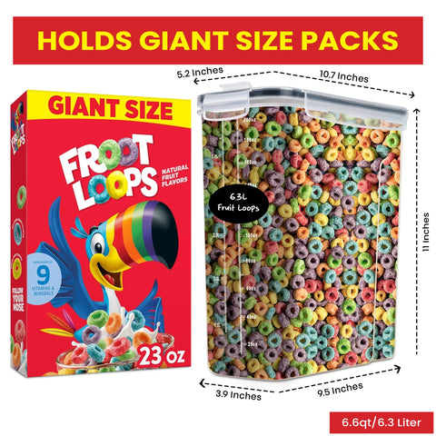 DWËLLZA KITCHEN airtight cereal container lid demonstrates secure, spill-free storage.