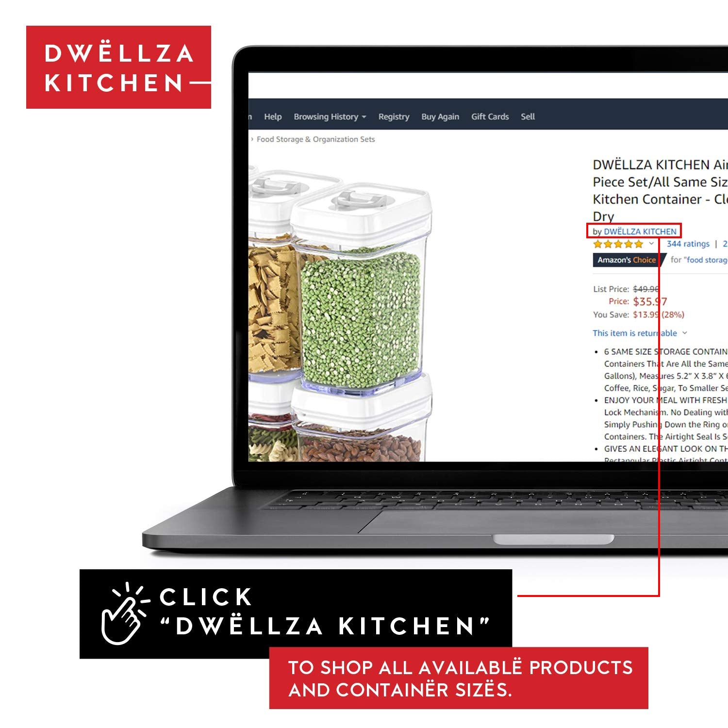 DWËLLZA KITCHEN clear container bodies show contents at a glance for quick planning.