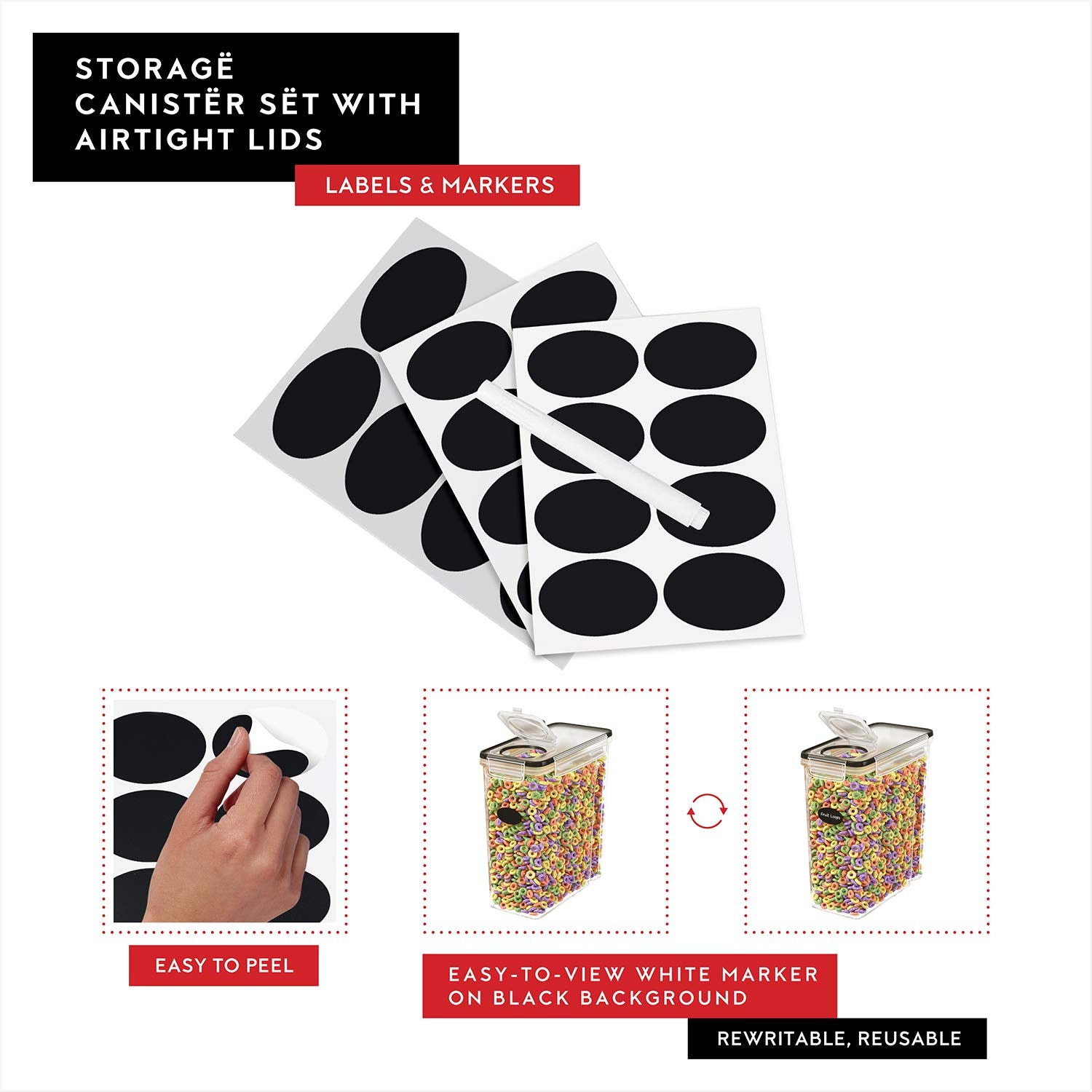 DWËLLZA KITCHEN versatile storage for cereals, flour, sugar, rice, or pet food.