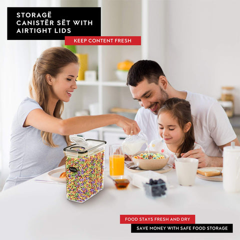 DWËLLZA KITCHEN transparent containers showing airtight seal and organized pantry.