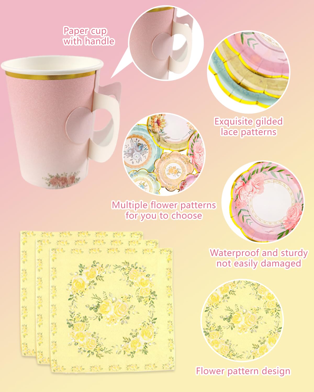 Dwsiplytg floral nine-inch plates for serving snacks.