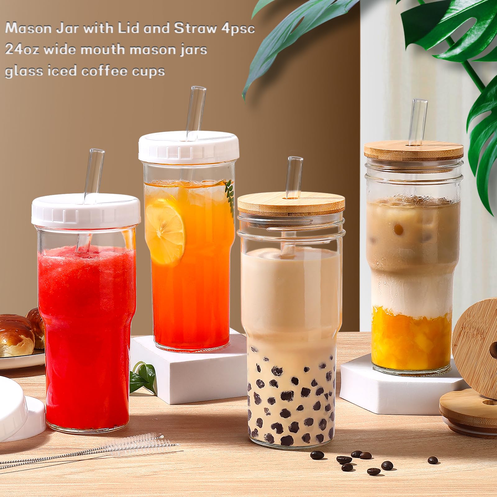DWTS DANWEITESI wide-mouth cups with easy grip for smoothies and iced drinks