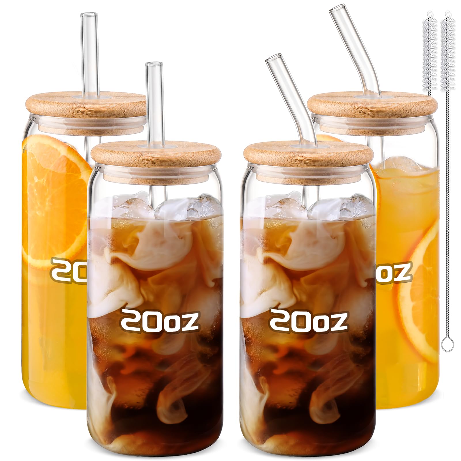 DWTS DANWEITESI 20oz glass cups with lids for stylish daily coffee on the go.