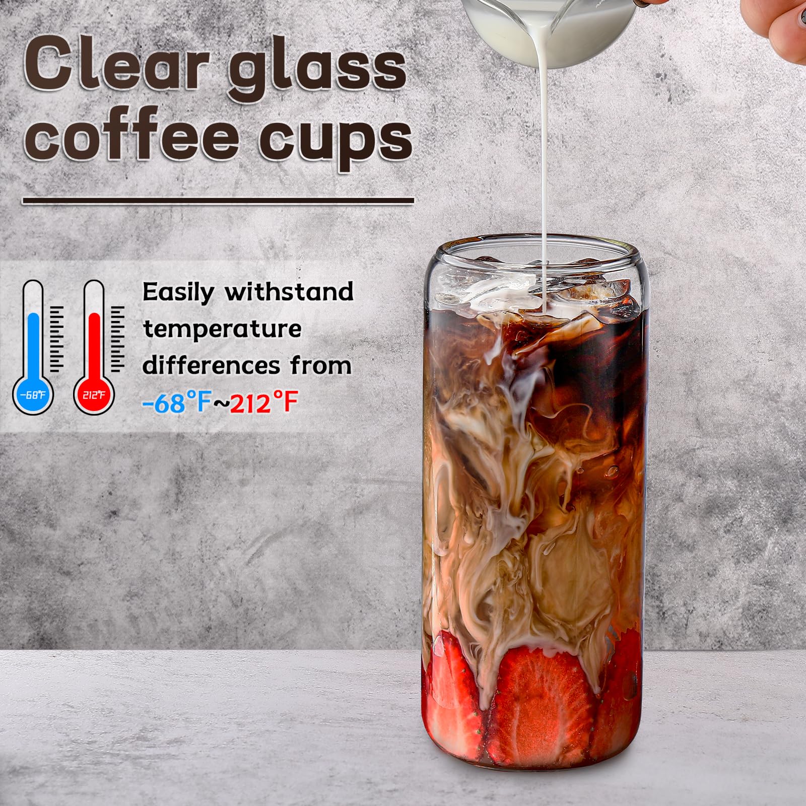 DWTS DANWEITESI dishwasher safe glass cups for convenient daily use.