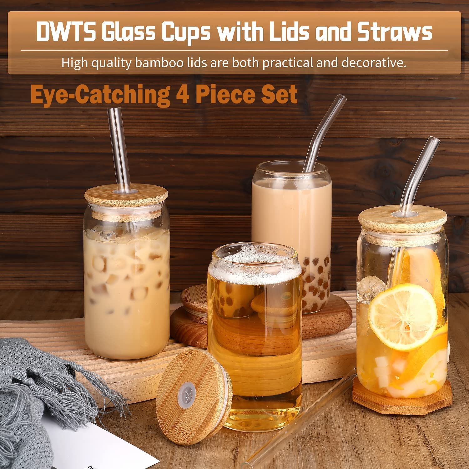 DWTS Danweitessi jar-style glass cup for stylish beverage service