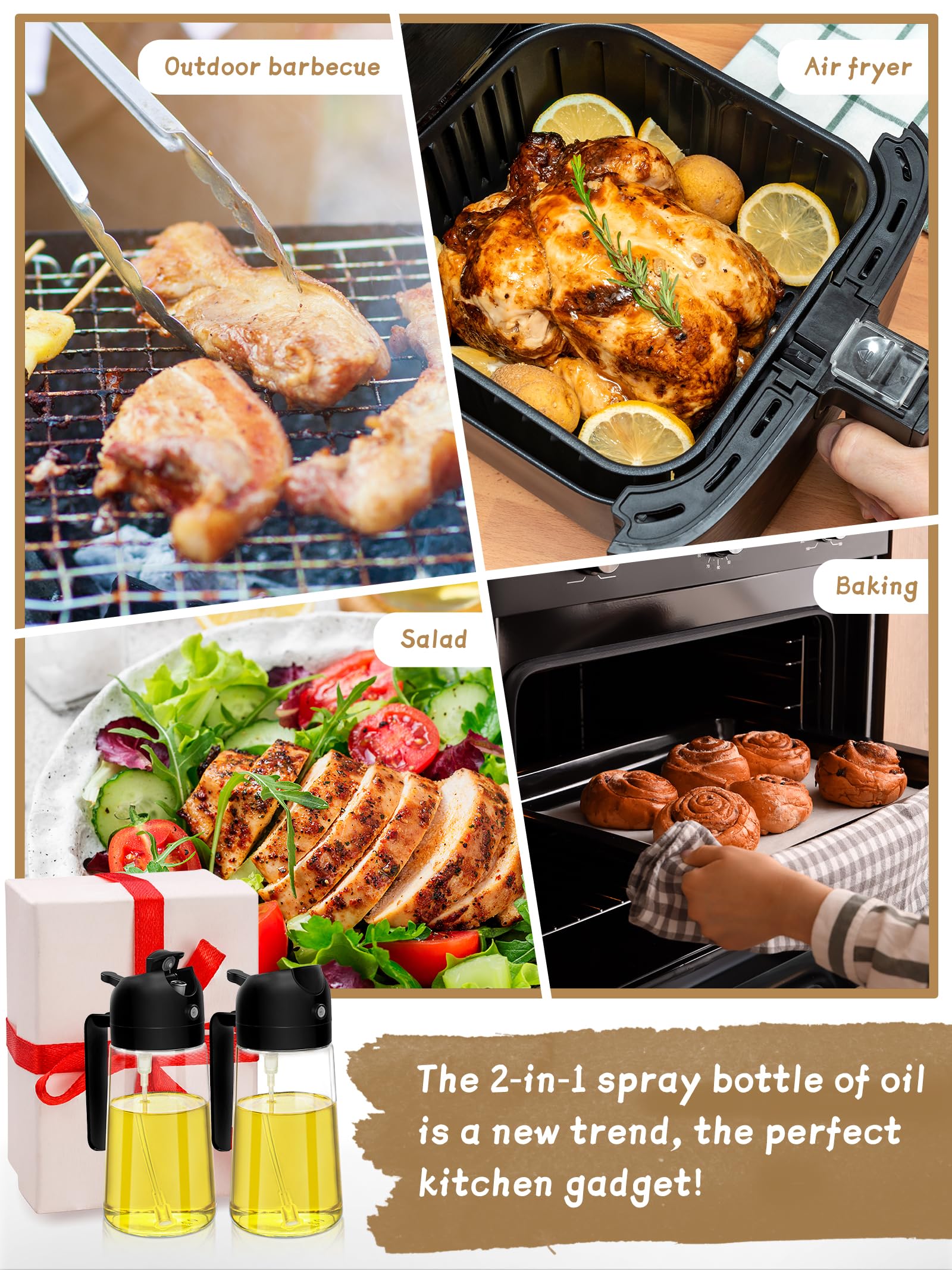 DWTS DANWEITESI 16oz oil spray bottle suitable for grilling, salads, and air fryer prep.