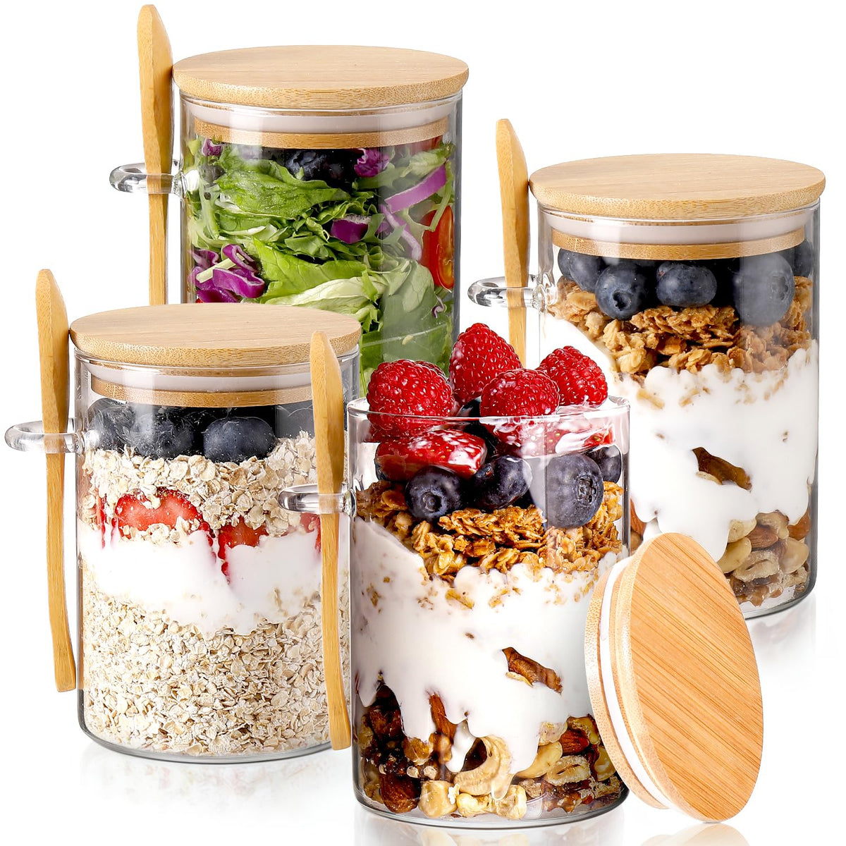 DWTS Danwitesi overnight oats container 4 pack for easy meal prep and transport