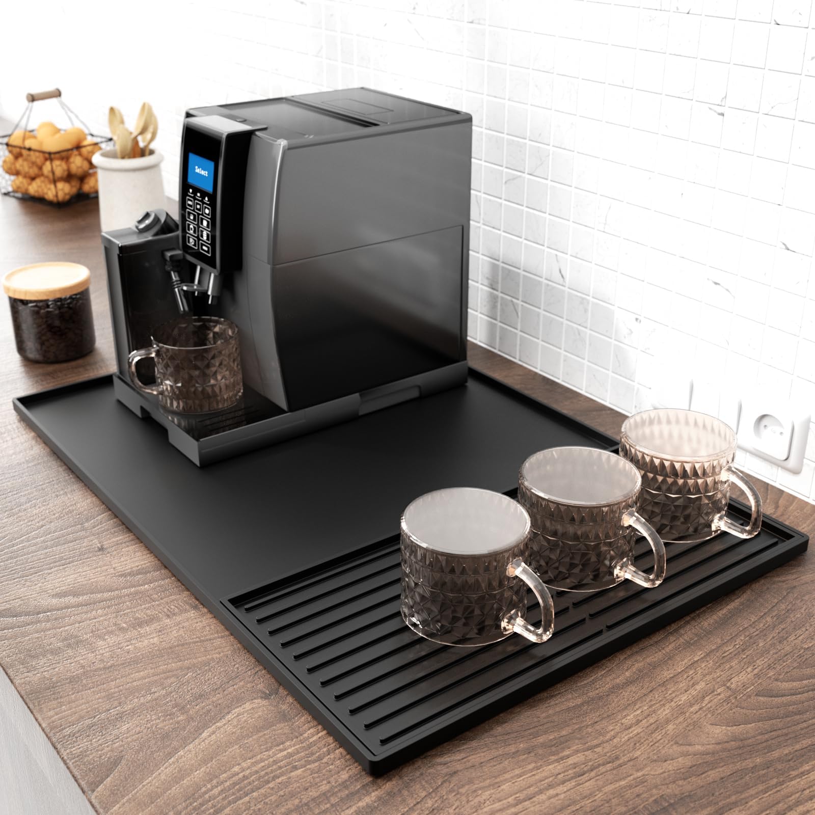 DXOKNQG silicone coffee mat ideal under coffee machines or dish racks for organized spaces