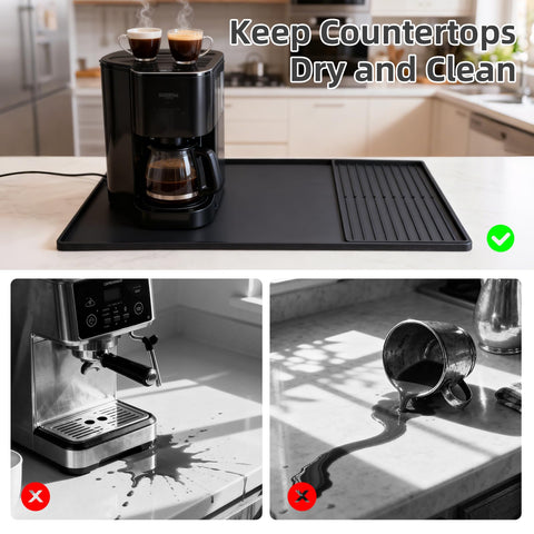 DXOKNQG silicone coffee mat spill edge 0.4 inch contains leaks near machines