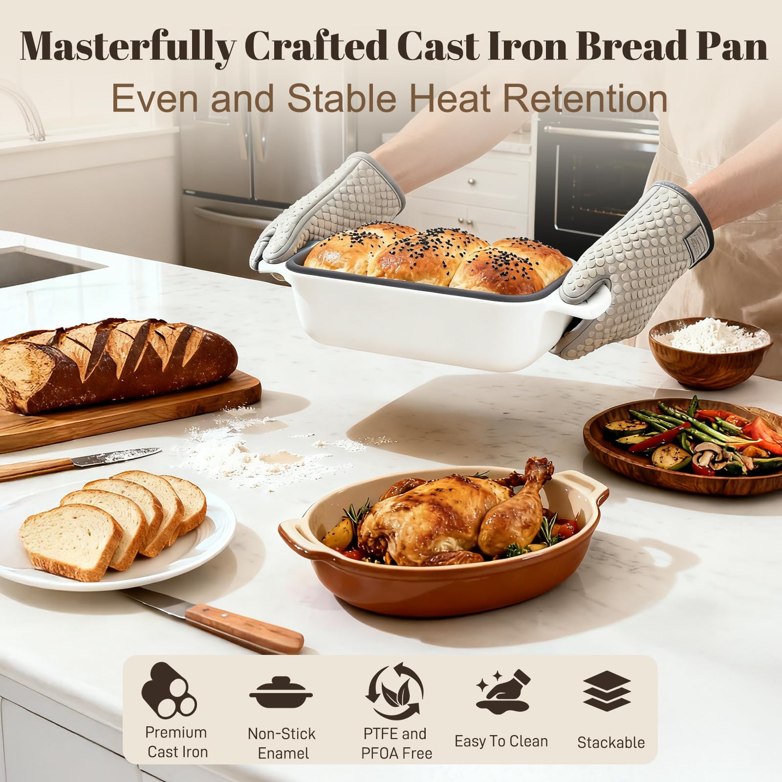 DYCYRQ induction-ready and oven-safe pan in cream color
