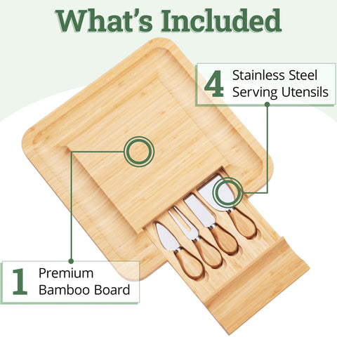 Dynamic Gear Cheese Board Cutlery Drawer keeps knives neatly organized for quick serving.