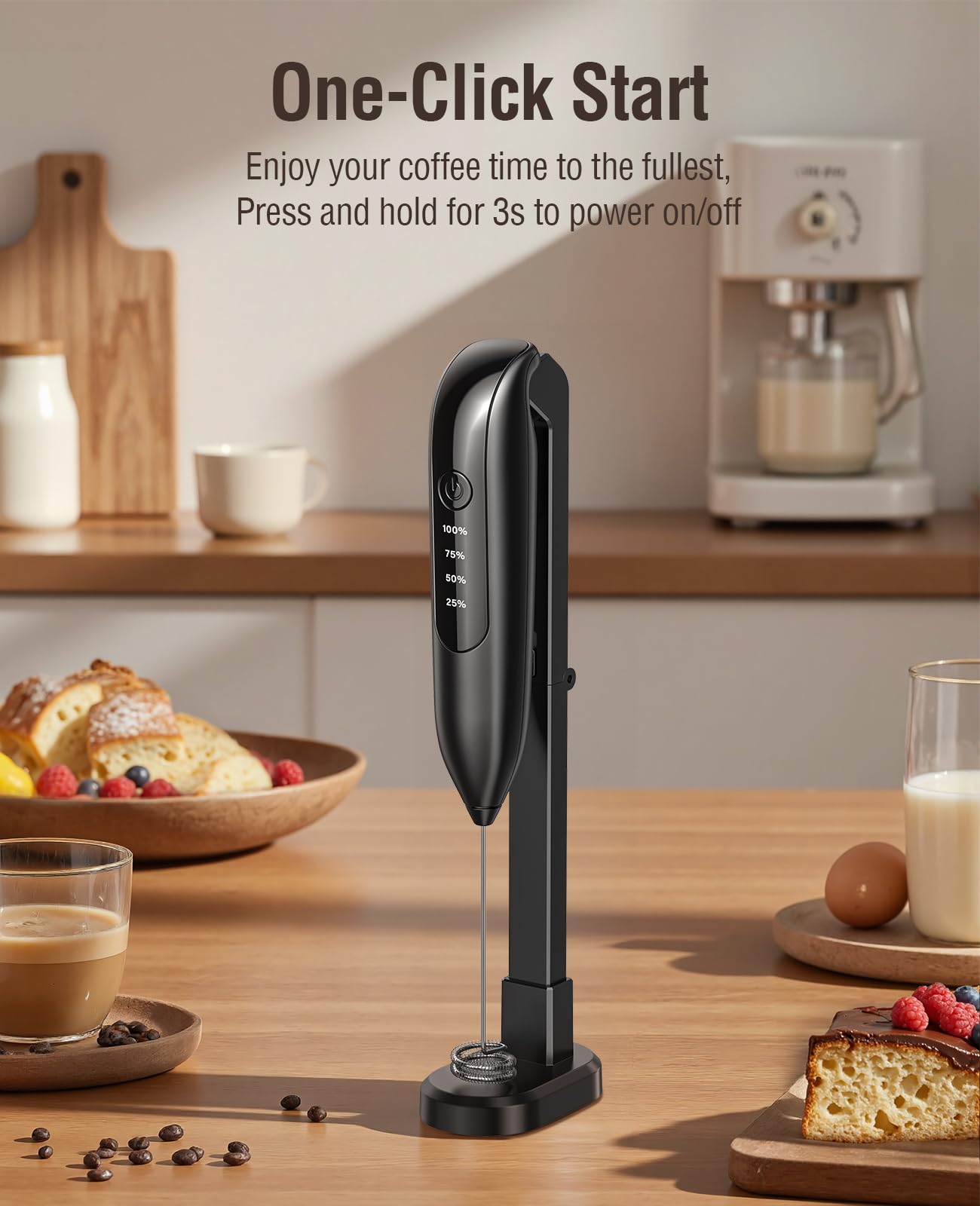 Dynooper 3-in-1 whisk mastery for frothing, blending and whipping.