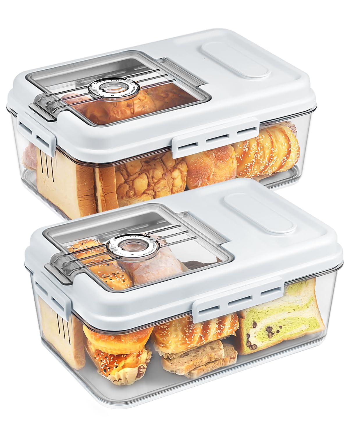 Dynta bread box with airtight seal keeps bread fresh.