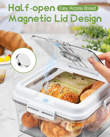 Dynta bread box large capacity stores loaves and baked goods.