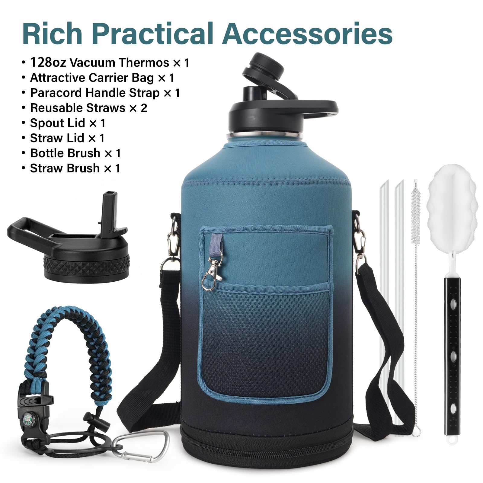 DYSANKY 1-gallon insulated bottle front view highlights generous capacity for all-day hydration.