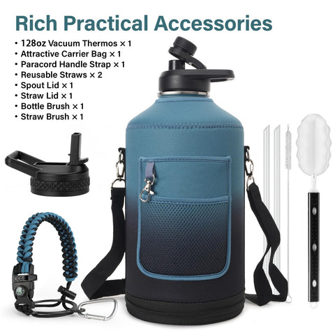 DYSANKY 1-gallon insulated bottle front view highlights generous capacity for all-day hydration.