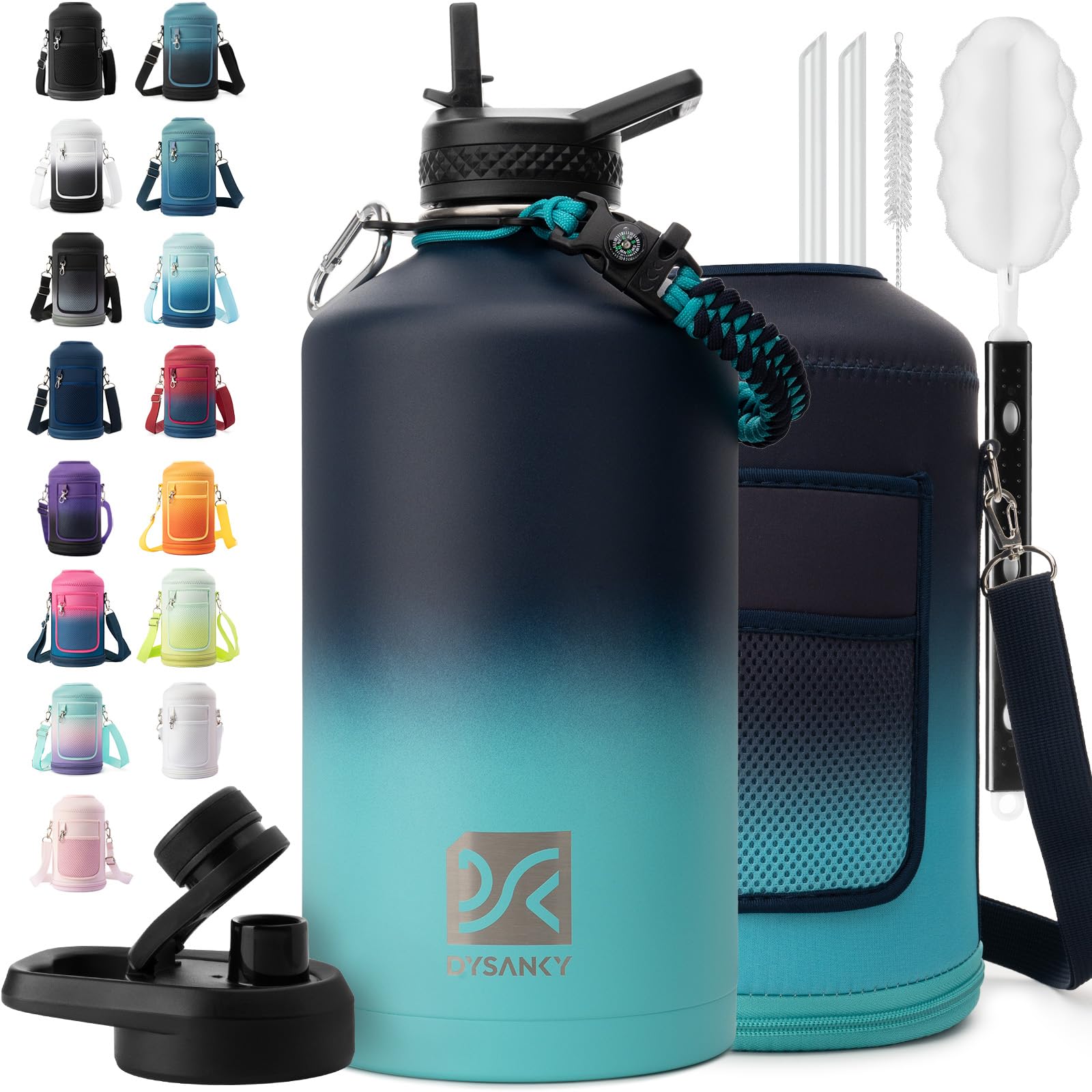 DYSANKY 1 gallon insulated bottle with straw for easy on-the-go hydration