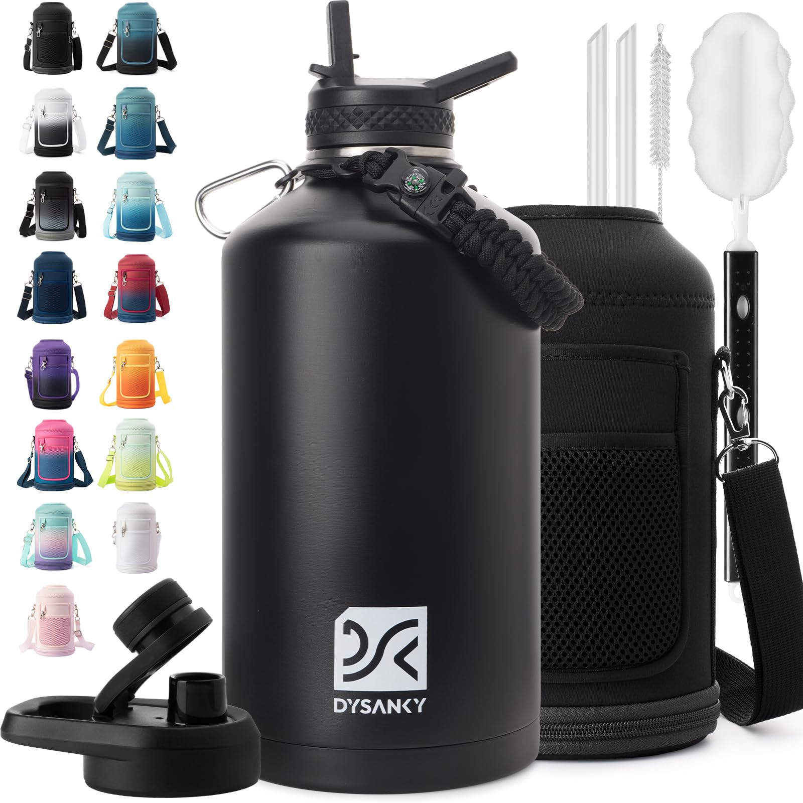 DYSANKY 1 gallon insulated water bottle ready for outdoor adventures with large capacity.