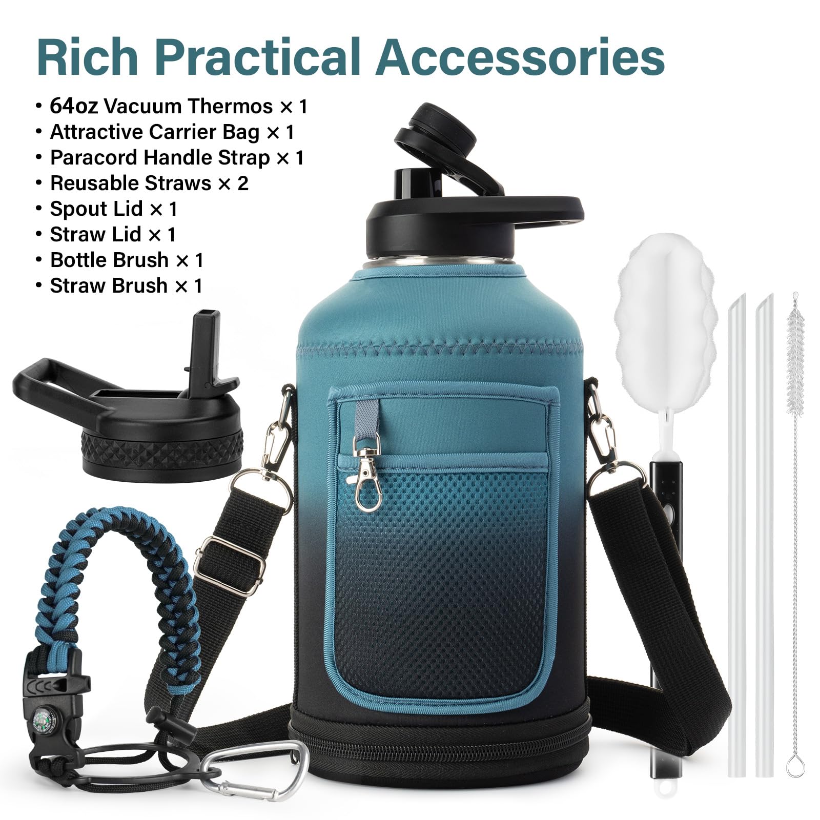 DYSANKY 64oz insulated bottle side view shows durable scratch-resistant coating