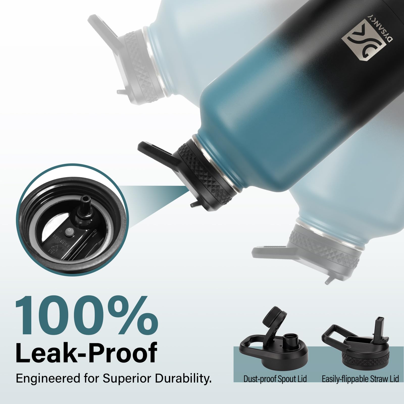 DYSANKY 64oz bottle strap and carabiner enable hands-free transport