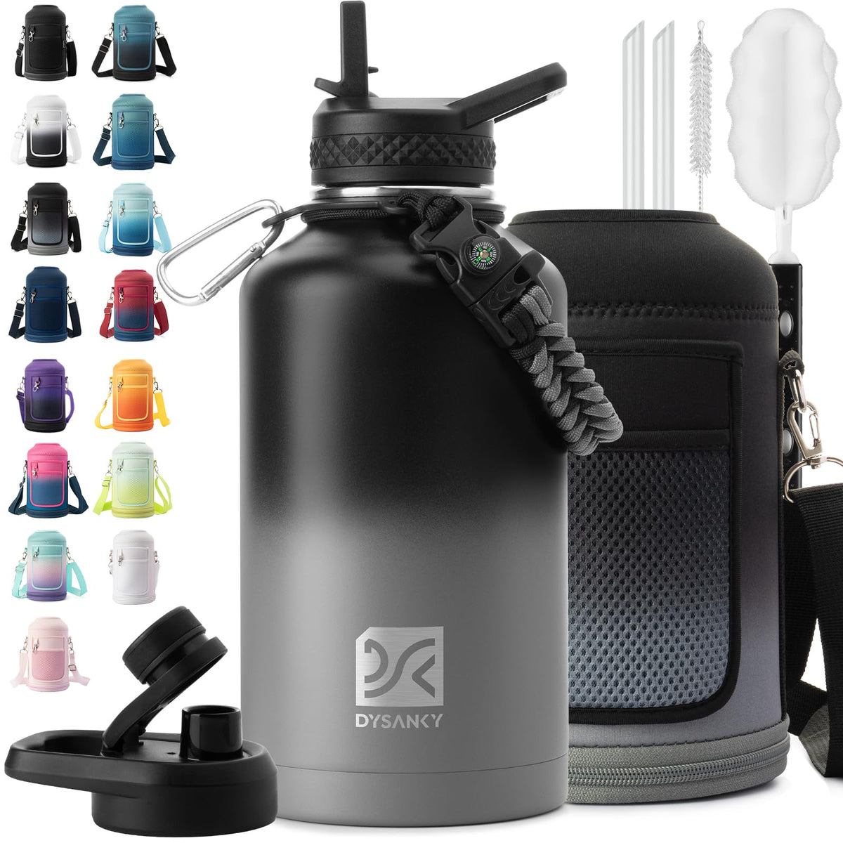 DYSANKY insulated bottle with straw keeps drinks cold while on the go.