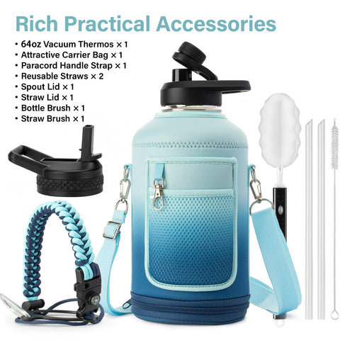 DYSANKY 64oz insulated bottle side view highlighting vacuum insulation for cold drinks