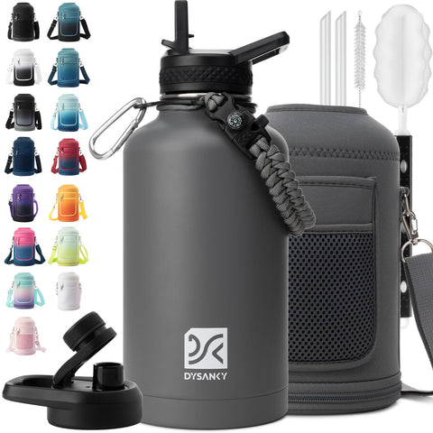 DYSANKY insulated water bottle front view shows cold retention for outdoor use